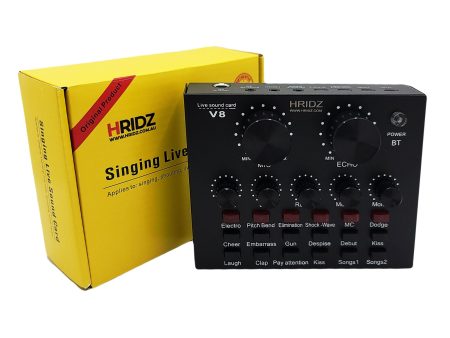 Hridz V8 Sound Card Bluetooth Sound Mixer Board for Live Streaming with Effects Online Hot Sale