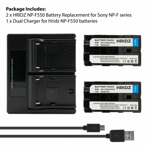 Hridz NP-F550 Batteries & Charger Set Compatible with Sony NPF 550 970 series Discount