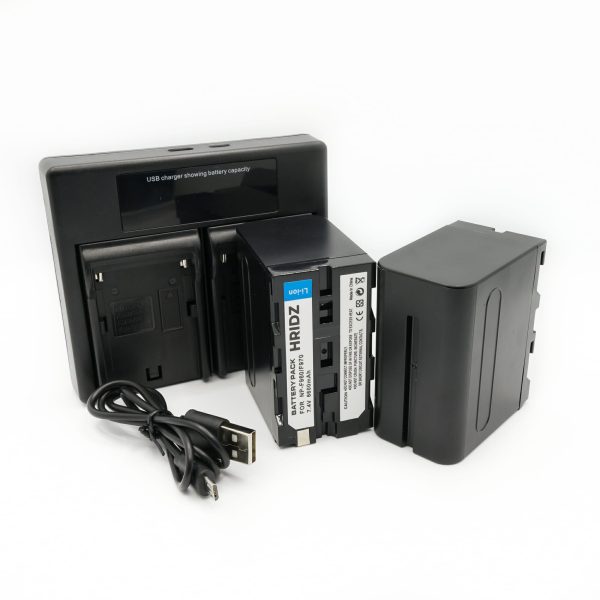 HRIDZ Combo Pack 6600mAh NP-F970 Batteries and Charger set replaces Sony NP-F battery Cheap