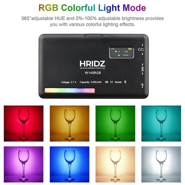 Hridz W140RGB Pocket Video LED Light for DSLR Camera Photography Filmmaking Sale