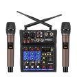 HRIDZ 4 Channel Audio Mixer Karaoke Machine with 2 Wireless Microphones Mixing Console For Discount