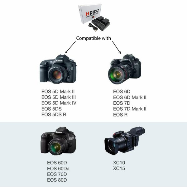 HRIDZ LP-E6 E6NH Batteries & Charger Pack for Canon R7 R6 5D 6D 7D 90D 80D 70D 60D E6NH Cheap