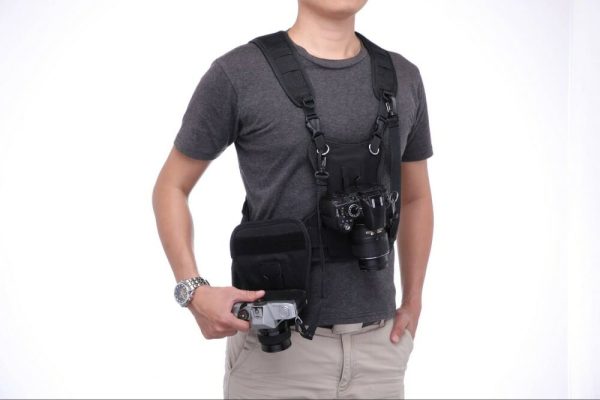 Dual Multi Camera Carrier Chest Harness Vest with Mounting Hubs For Sale