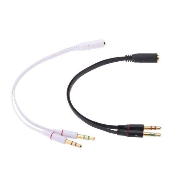 3.5mm Jack Y Splitter 2 Male to 1 Female Stereo Audio Headphone adapter Black cable Discount